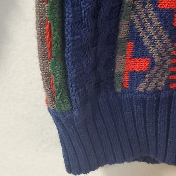 Men’s Koto Urban Outfitters Coogie Type Textured Knit Sweater Size XS Red Blue - Picture 8 of 14